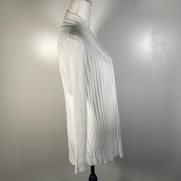 BRCHNY White Ivory Open Front Tight Knit Long Sleeve Cardigan Sweater PL - Picture 10 of 13